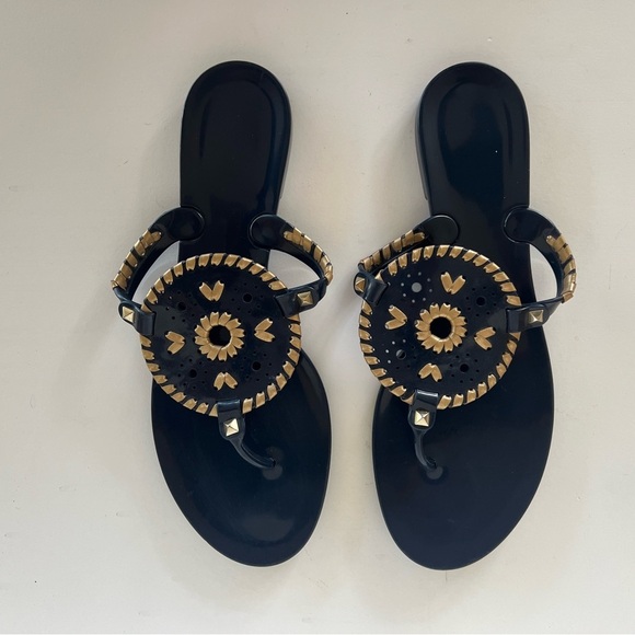 Jack Rogers Georgica Jelly Sandals in Midnight Navy Blue + Gold, size 10 - Picture 9 of 9